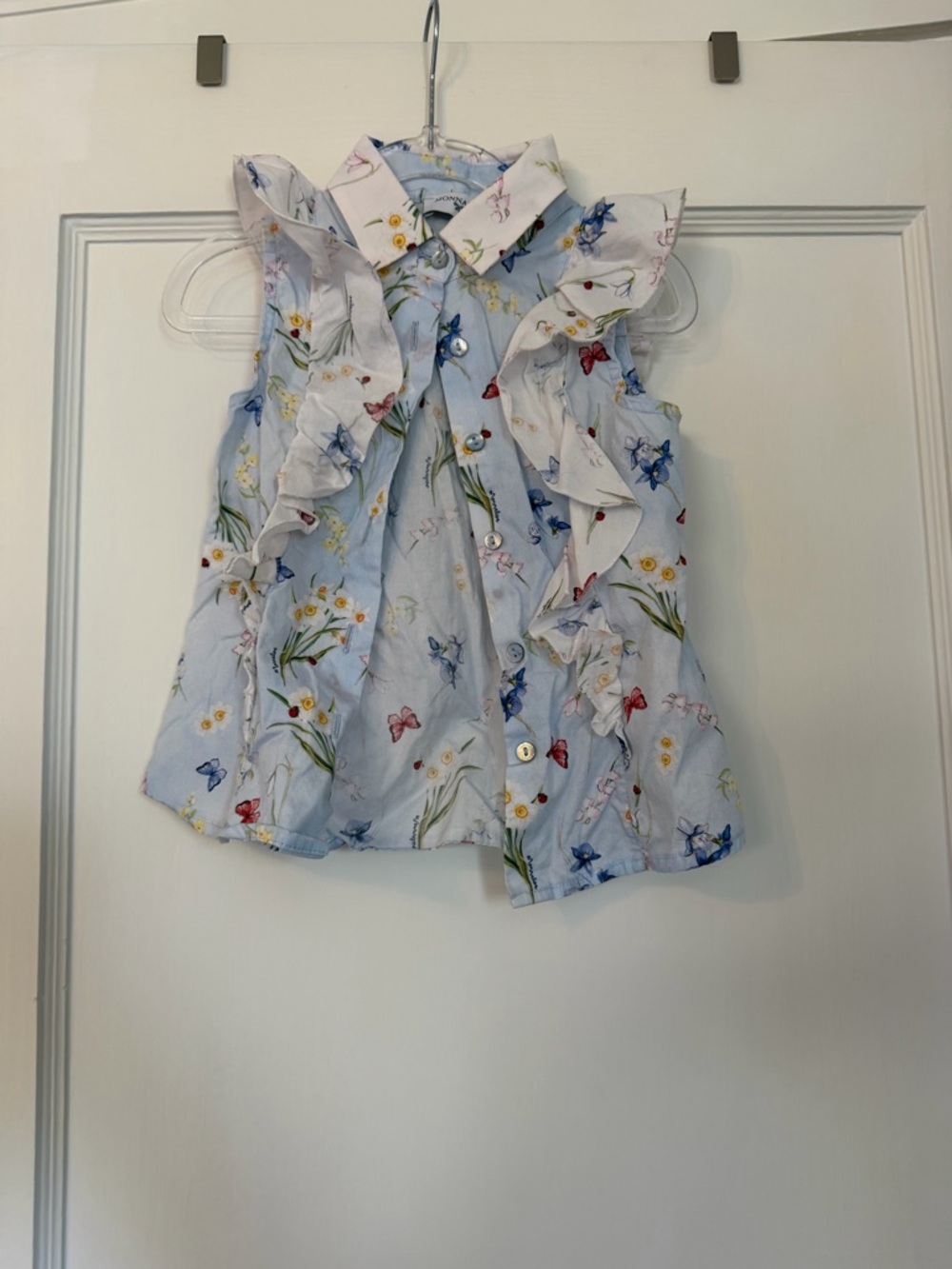 MonnaLisa short sleeve floral collared button-up blouse